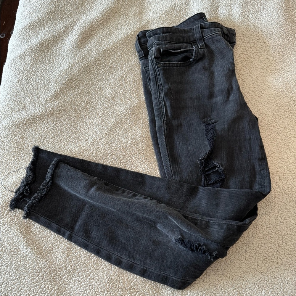 Joe’s Black Distressed Ankle Cut Jeans